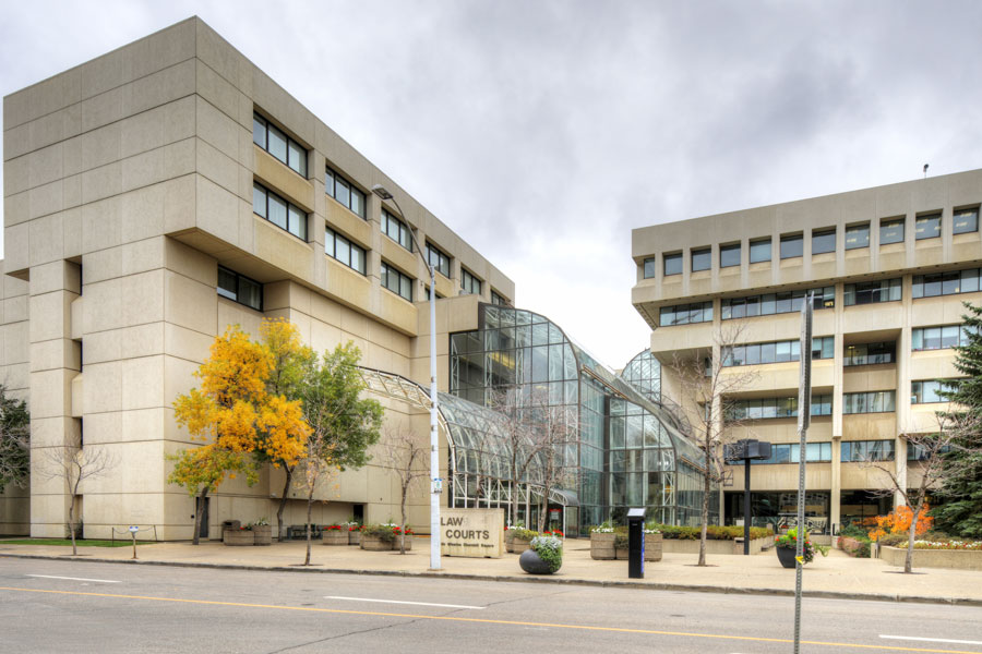 Exterior view of the Edmonton law courts.