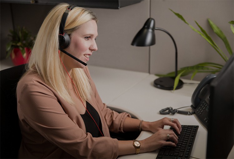 Woman working at a call centre