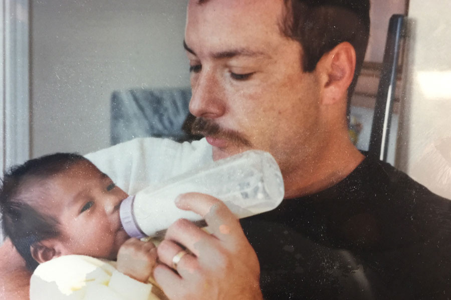 LAA Chuck Easton and his son Tyler in 1999.